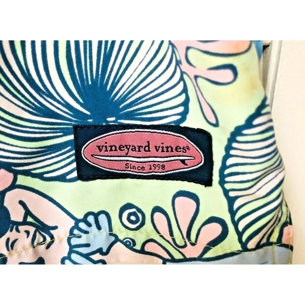 Vineyard Vines Swim‎ Trunks Shorts Men's M L 37x6.5 Mermaid Drawstrng Lined Logo